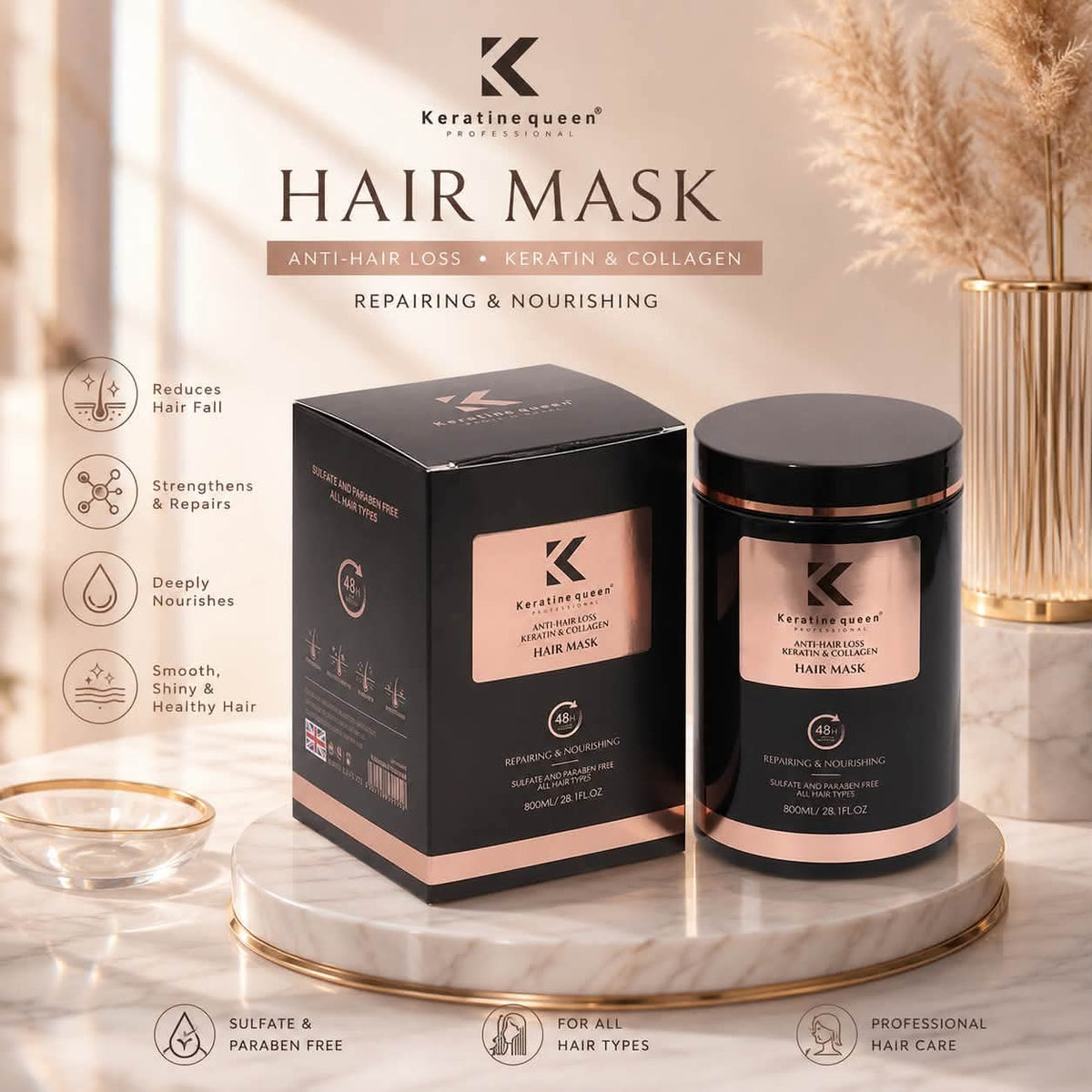 Keratine Queen Hair Mask 800ml UK Formula